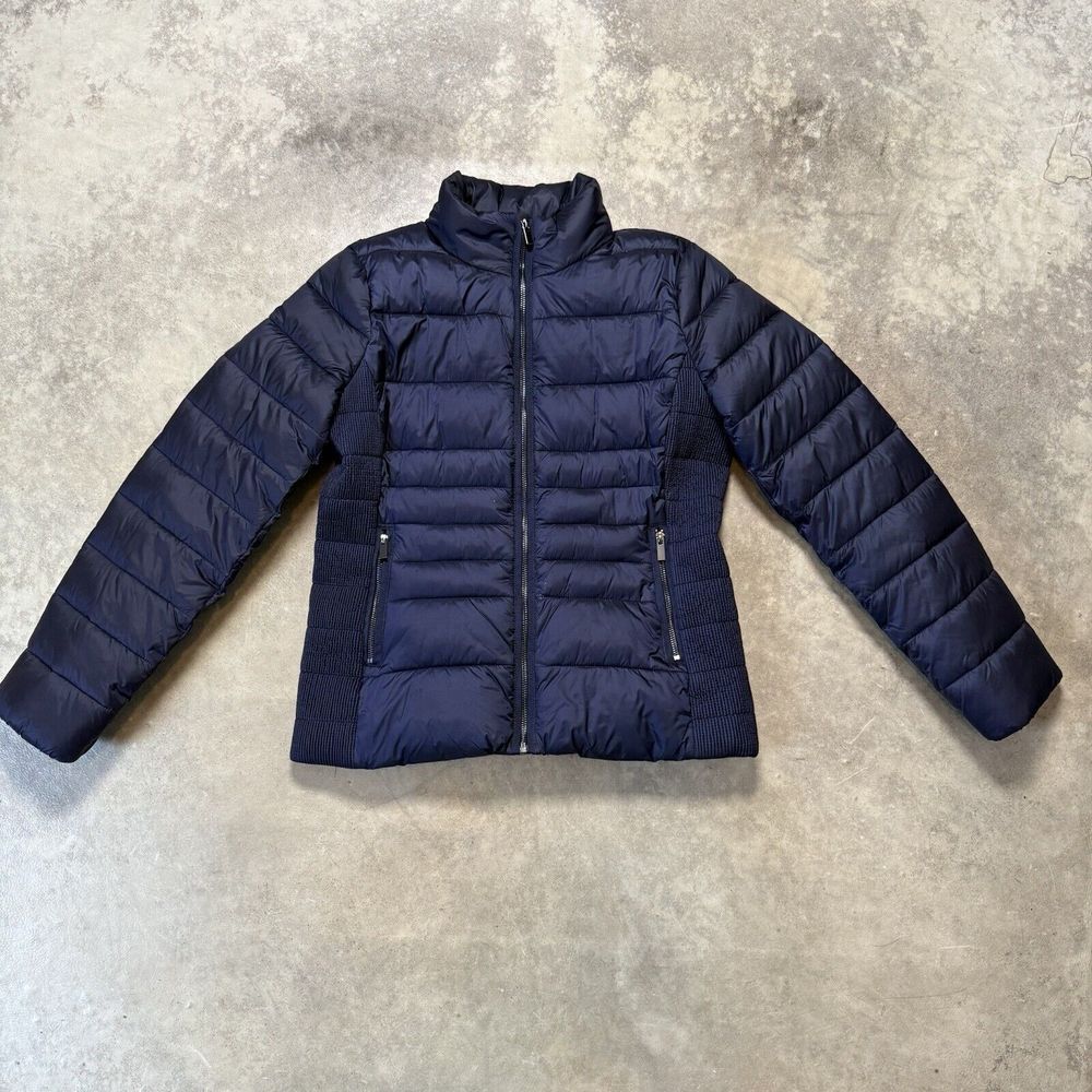 Hobbs London Jacket‎ Womens Size 8 Blue Full Zip Hooded Winter Puffer Coat